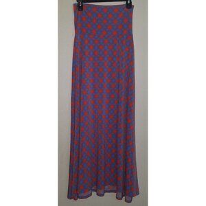 LuLaRoe Maxi Skirt Long Full-Length Size XS Blue Coral Geometric Pattern